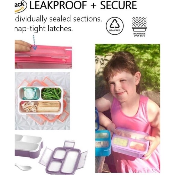 Bento Box New in Package Red with 3 compartments BPA free dishwasher micro safe - Picture 2 of 12